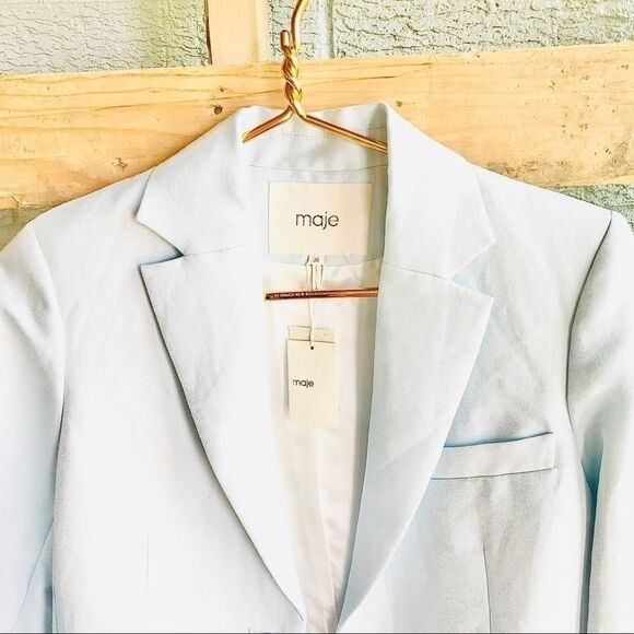 NWT Anthro Maje Light Blue Suit Jacket Blazer - Picture 2 of 9